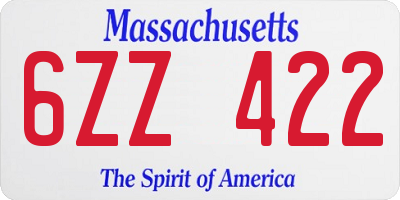 MA license plate 6ZZ422
