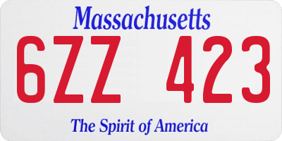 MA license plate 6ZZ423