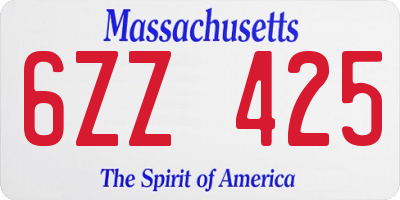 MA license plate 6ZZ425