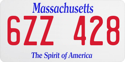 MA license plate 6ZZ428