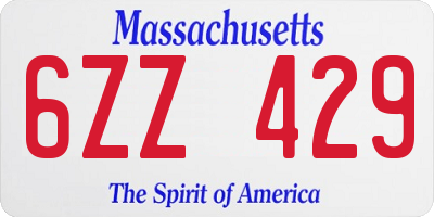 MA license plate 6ZZ429