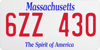 MA license plate 6ZZ430