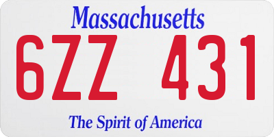 MA license plate 6ZZ431