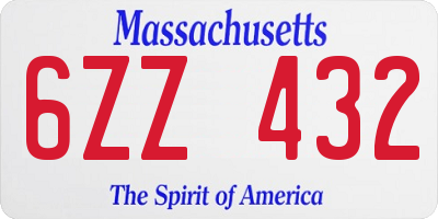 MA license plate 6ZZ432
