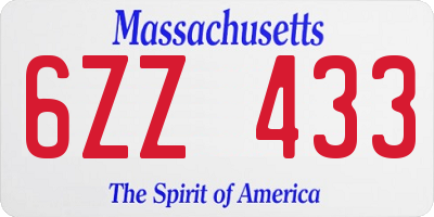 MA license plate 6ZZ433