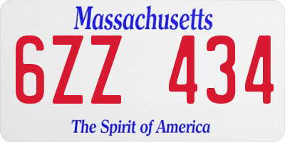 MA license plate 6ZZ434