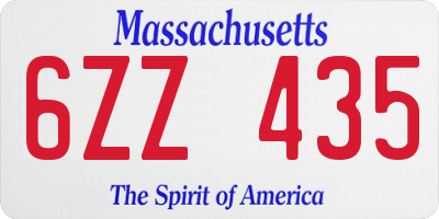 MA license plate 6ZZ435