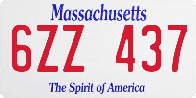 MA license plate 6ZZ437