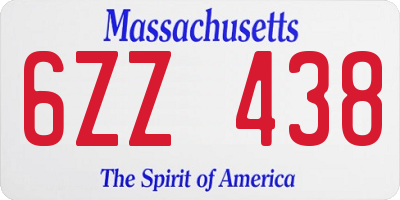 MA license plate 6ZZ438