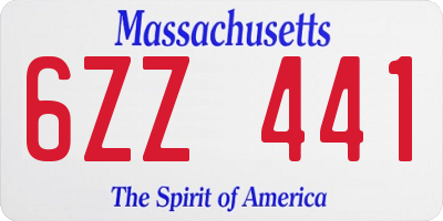 MA license plate 6ZZ441