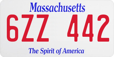 MA license plate 6ZZ442