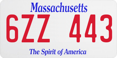 MA license plate 6ZZ443