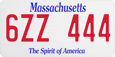 MA license plate 6ZZ444