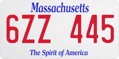 MA license plate 6ZZ445