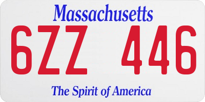 MA license plate 6ZZ446