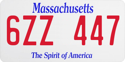 MA license plate 6ZZ447