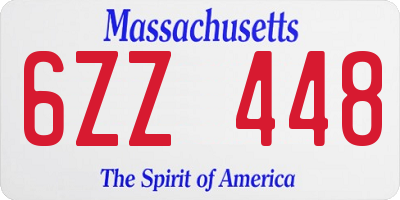 MA license plate 6ZZ448