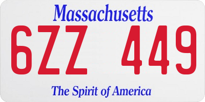 MA license plate 6ZZ449