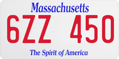 MA license plate 6ZZ450