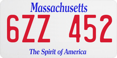 MA license plate 6ZZ452