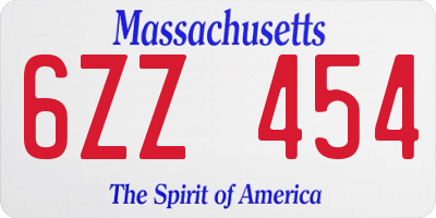 MA license plate 6ZZ454