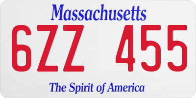 MA license plate 6ZZ455
