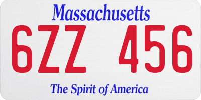 MA license plate 6ZZ456