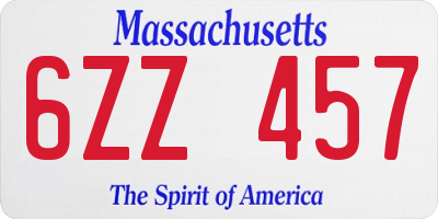 MA license plate 6ZZ457