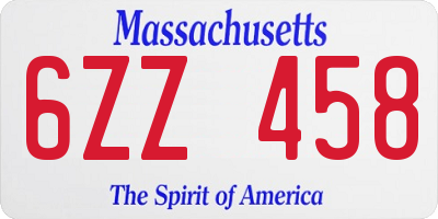 MA license plate 6ZZ458