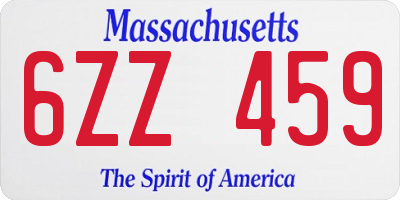 MA license plate 6ZZ459