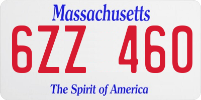 MA license plate 6ZZ460