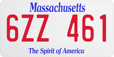 MA license plate 6ZZ461