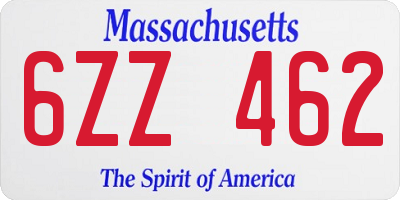 MA license plate 6ZZ462
