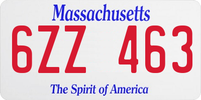 MA license plate 6ZZ463