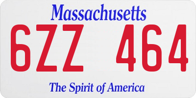 MA license plate 6ZZ464