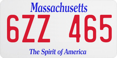 MA license plate 6ZZ465