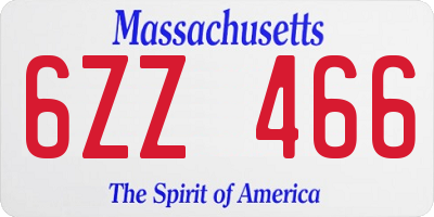 MA license plate 6ZZ466