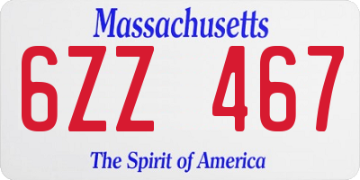 MA license plate 6ZZ467
