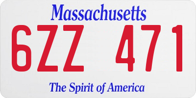 MA license plate 6ZZ471