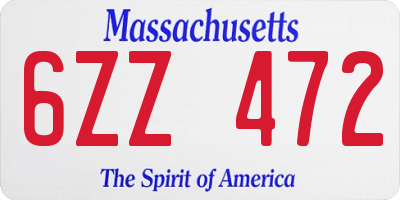 MA license plate 6ZZ472