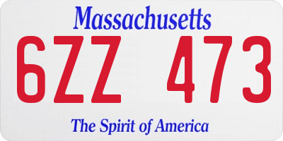 MA license plate 6ZZ473