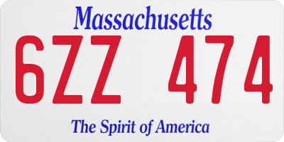MA license plate 6ZZ474