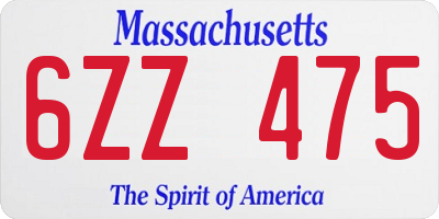 MA license plate 6ZZ475