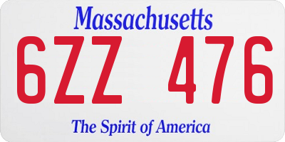 MA license plate 6ZZ476