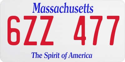 MA license plate 6ZZ477