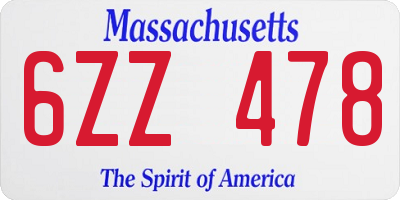 MA license plate 6ZZ478