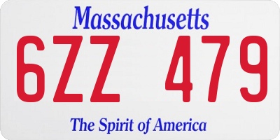 MA license plate 6ZZ479