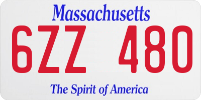 MA license plate 6ZZ480