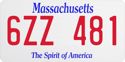 MA license plate 6ZZ481