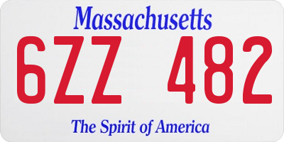 MA license plate 6ZZ482